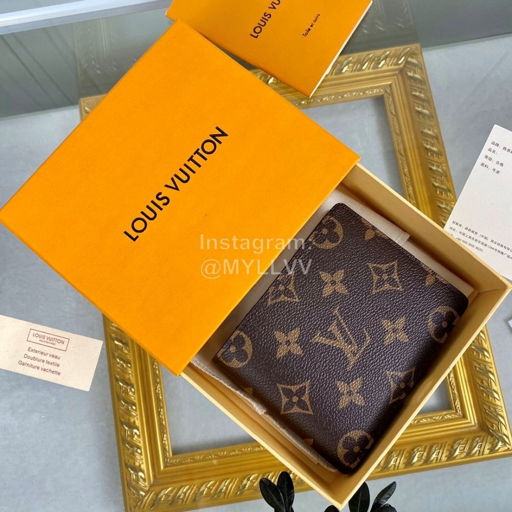 Louis Vuitton Classic Plaid Damier Canvas Two Fold Wallet Brown M60895