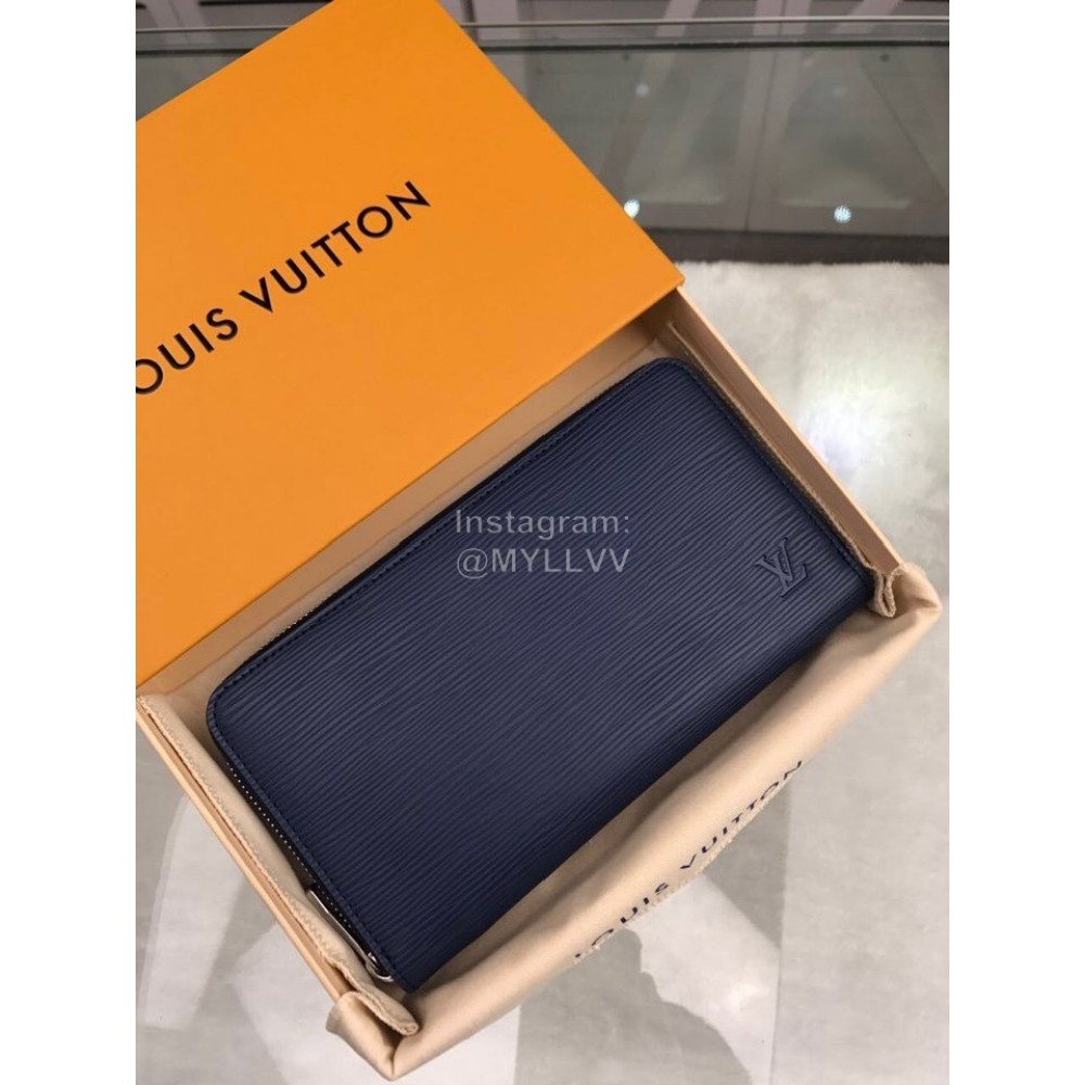 Louis Vuitton Elegant Leather Zipper Medium Wallet Blue M42705