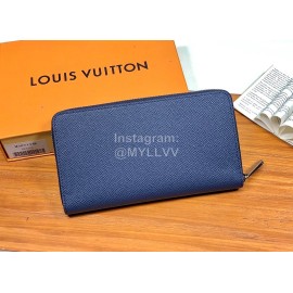 Louis Vuitton Exquisite Crisscross Leather Long Zipper Wallet Blue M30513