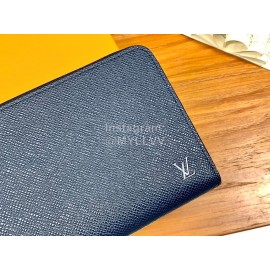 Louis Vuitton Exquisite Crisscross Leather Long Zipper Wallet Blue M30513