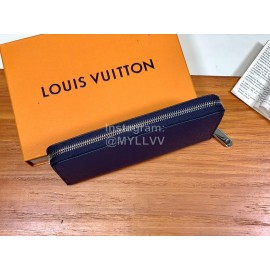 Louis Vuitton Exquisite Crisscross Leather Long Zipper Wallet Blue M30513