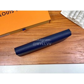 Louis Vuitton Exquisite Crisscross Leather Long Zipper Wallet Blue M30513