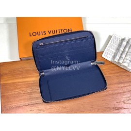 Louis Vuitton Exquisite Crisscross Leather Long Zipper Wallet Blue M30513