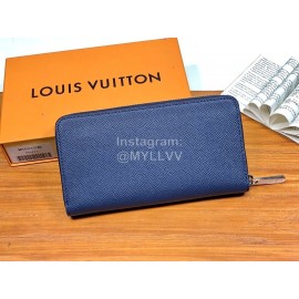 Louis Vuitton Exquisite Crisscross Leather Long Zipper Wallet Blue M60015