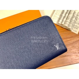 Louis Vuitton Exquisite Crisscross Leather Long Zipper Wallet Blue M60015