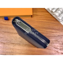 Louis Vuitton Exquisite Crisscross Leather Long Zipper Wallet Blue M60015