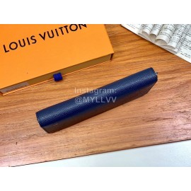 Louis Vuitton Exquisite Crisscross Leather Long Zipper Wallet Blue M60015