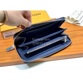 Louis Vuitton Exquisite Crisscross Leather Long Zipper Wallet Blue M60015