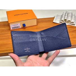 Louis Vuitton Exquisite Cross Grain Leather Short Two Fold Wallet Blue M30952
