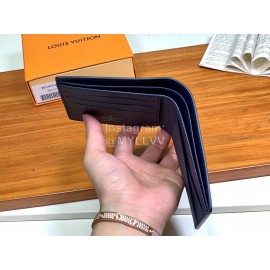 Louis Vuitton Exquisite Cross Grain Leather Short Two Fold Wallet Blue M30952