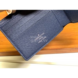 Louis Vuitton Exquisite Cross Grain Leather Short Two Fold Wallet Blue M30952