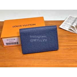 Louis Vuitton Exquisite Cross Grain Leather Medium Length Two Fold Wallet Blue M30183