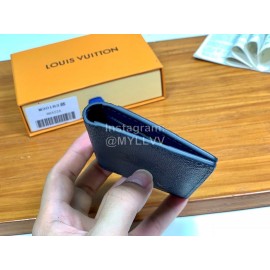 Louis Vuitton Exquisite Cross Grain Leather Medium Length Two Fold Wallet Blue M30183