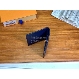 Louis Vuitton Exquisite Cross Grain Leather Medium Length Two Fold Wallet Blue M30183