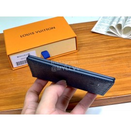 Louis Vuitton Exquisite Cross Grain Leather Medium Length Two Fold Wallet Blue M30183