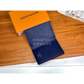 Louis Vuitton Exquisite Cross Grain Leather Medium Length Two Fold Wallet Blue M30183