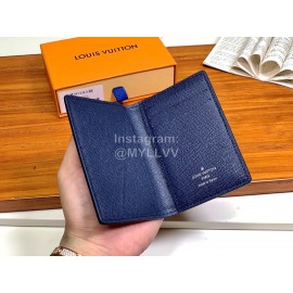 Louis Vuitton Exquisite Cross Grain Leather Medium Length Two Fold Wallet Blue M30183