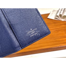 Louis Vuitton Exquisite Cross Grain Leather Medium Length Two Fold Wallet Blue M30183