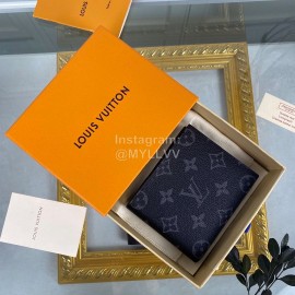 Louis Vuitton Classic Printed Leather Two Fold Short Wallet Blue M62288