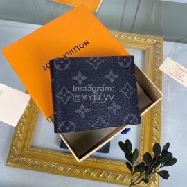 Louis Vuitton Classic Printed Leather Two Fold Short Wallet Blue M62288