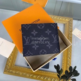 Louis Vuitton Classic Printed Leather Two Fold Short Wallet Blue M62288