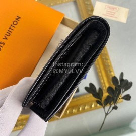 Louis Vuitton Classic Printed Leather Two Fold Short Wallet Blue M62288