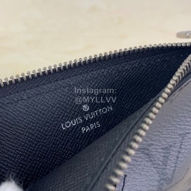 Louis Vuitton Coated Canvas Cross Grain Leather Clip Gray M69533