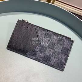 Louis Vuitton Exquisite Plaid Leather Wallet Clip Black M64038