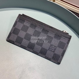 Louis Vuitton Exquisite Plaid Leather Wallet Clip Black M64038