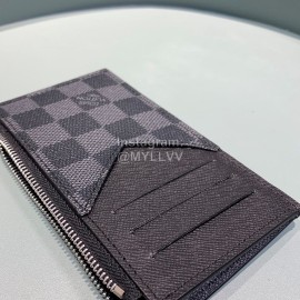 Louis Vuitton Exquisite Plaid Leather Wallet Clip Black M64038
