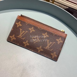 Louis Vuitton Exquisite Printed Leather Wallet Clip Coffee M64038