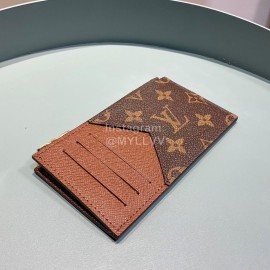 Louis Vuitton Exquisite Printed Leather Wallet Clip Coffee M64038