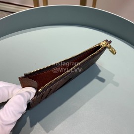 Louis Vuitton Exquisite Printed Leather Wallet Clip Coffee M64038