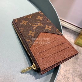 Louis Vuitton Exquisite Printed Leather Wallet Clip Coffee M64038