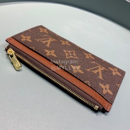 Louis Vuitton Exquisite Printed Leather Wallet Clip Coffee M64038