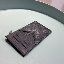 Louis Vuitton Exquisite Printed Leather Wallet Clip Black M64038