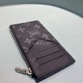 Louis Vuitton Exquisite Printed Leather Wallet Clip Black M64038