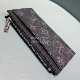 Louis Vuitton Exquisite Printed Leather Wallet Clip Black M64038