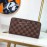 Louis Vuitton Fashion Daminer Plaid Canvas Long Zipper Wallet Coffee M60015