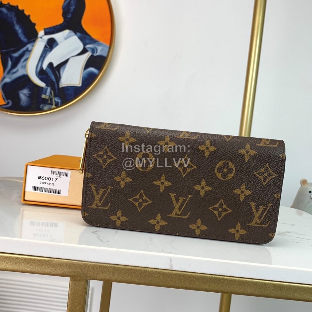 Louis Vuitton Fashion Daminer Printed Canvas Long Zipper Wallet Coffee M60017