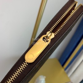 Louis Vuitton Fashion Daminer Printed Canvas Long Zipper Wallet Coffee M60017