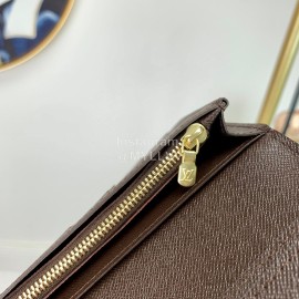 Louis Vuitton Fashion Daminer Plaid Canvas Long Two Fold Wallet Coffee M60017