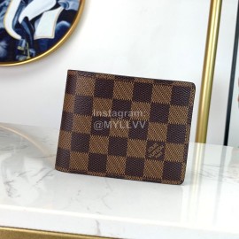Louis Vuitton Fashion Daminer Plaid Canvas Short Two Fold Wallet Coffee N60895