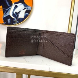 Louis Vuitton Fashion Daminer Plaid Canvas Short Two Fold Wallet Coffee N60895