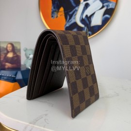 Louis Vuitton Fashion Daminer Plaid Canvas Short Two Fold Wallet Coffee N60895