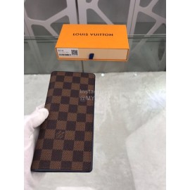 Louis Vuitton Classic Plaid Canvas Two Fold Long Wallet Coffee N63168