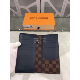 Louis Vuitton Classic Plaid Canvas Two Fold Long Wallet Coffee N63168