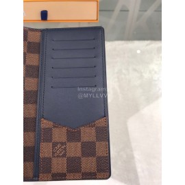 Louis Vuitton Classic Plaid Canvas Two Fold Long Wallet Coffee N63168