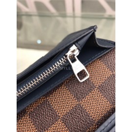 Louis Vuitton Classic Plaid Canvas Two Fold Long Wallet Coffee N63168