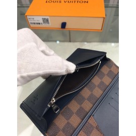 Louis Vuitton Classic Plaid Canvas Two Fold Long Wallet Coffee N63168